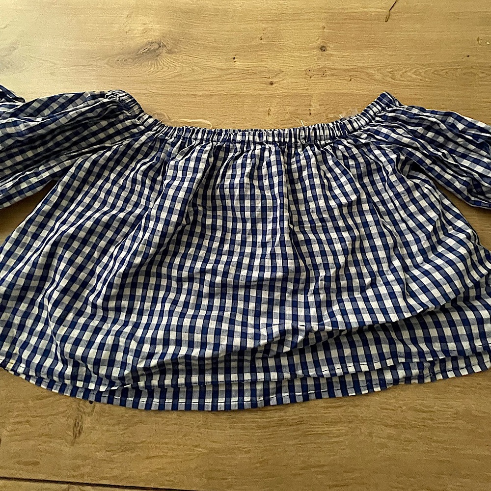 “ Better Be “ long sleeve blue and white plaid tube top